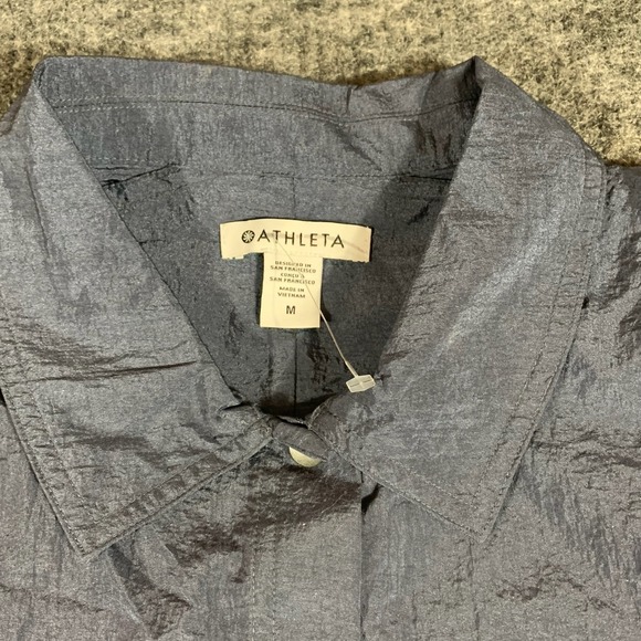 Athleta Top Womens Medium Gray Snap Button Up Long Sleeve Oversized Shacket New - Picture 4 of 13